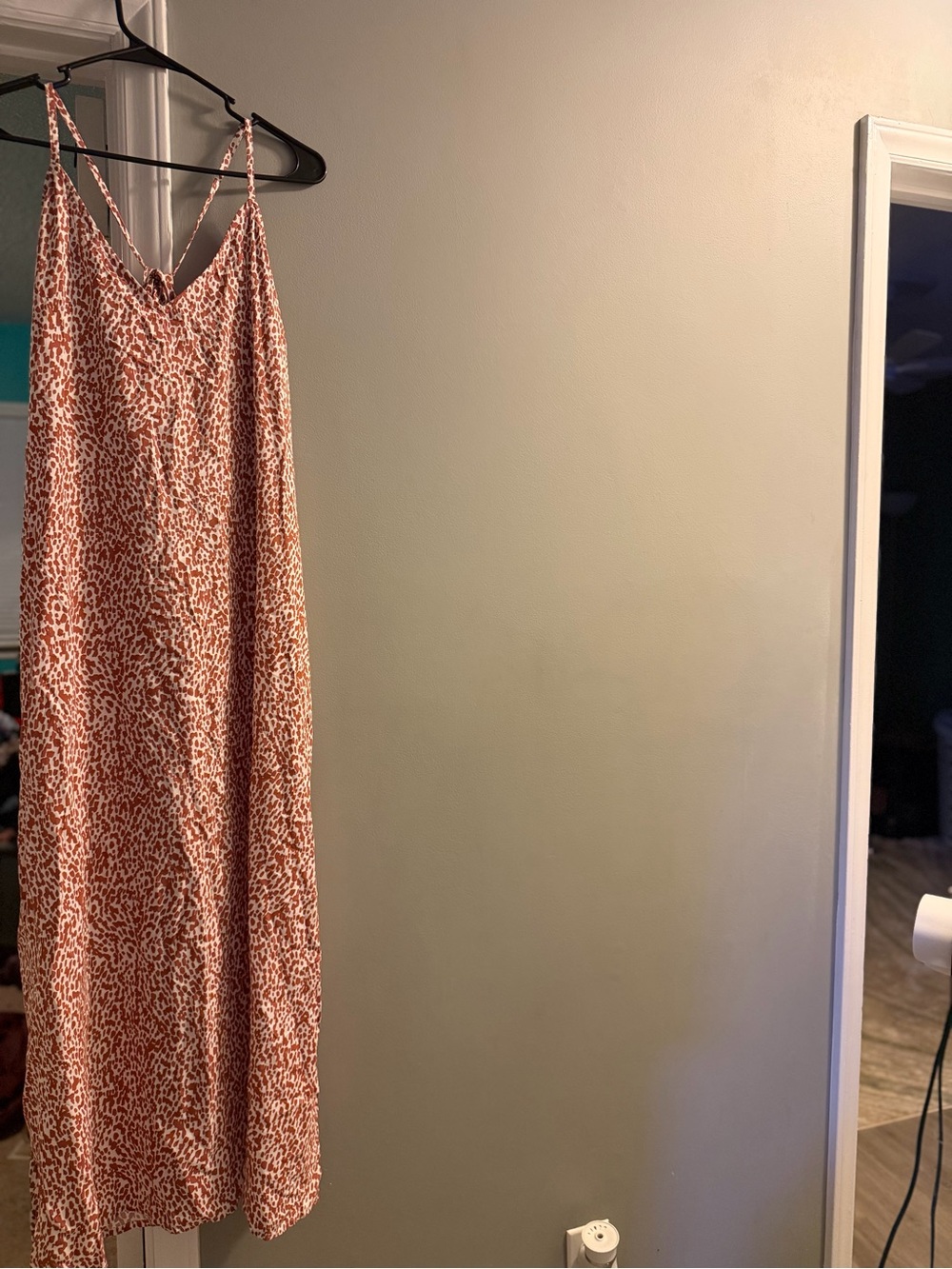 Old Navy Rust and Cream Animal-Print Maxi Slip Dress